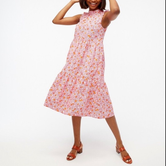 J. Crew Factory ruffle tiered floral midi dress - Picture 2 of 14